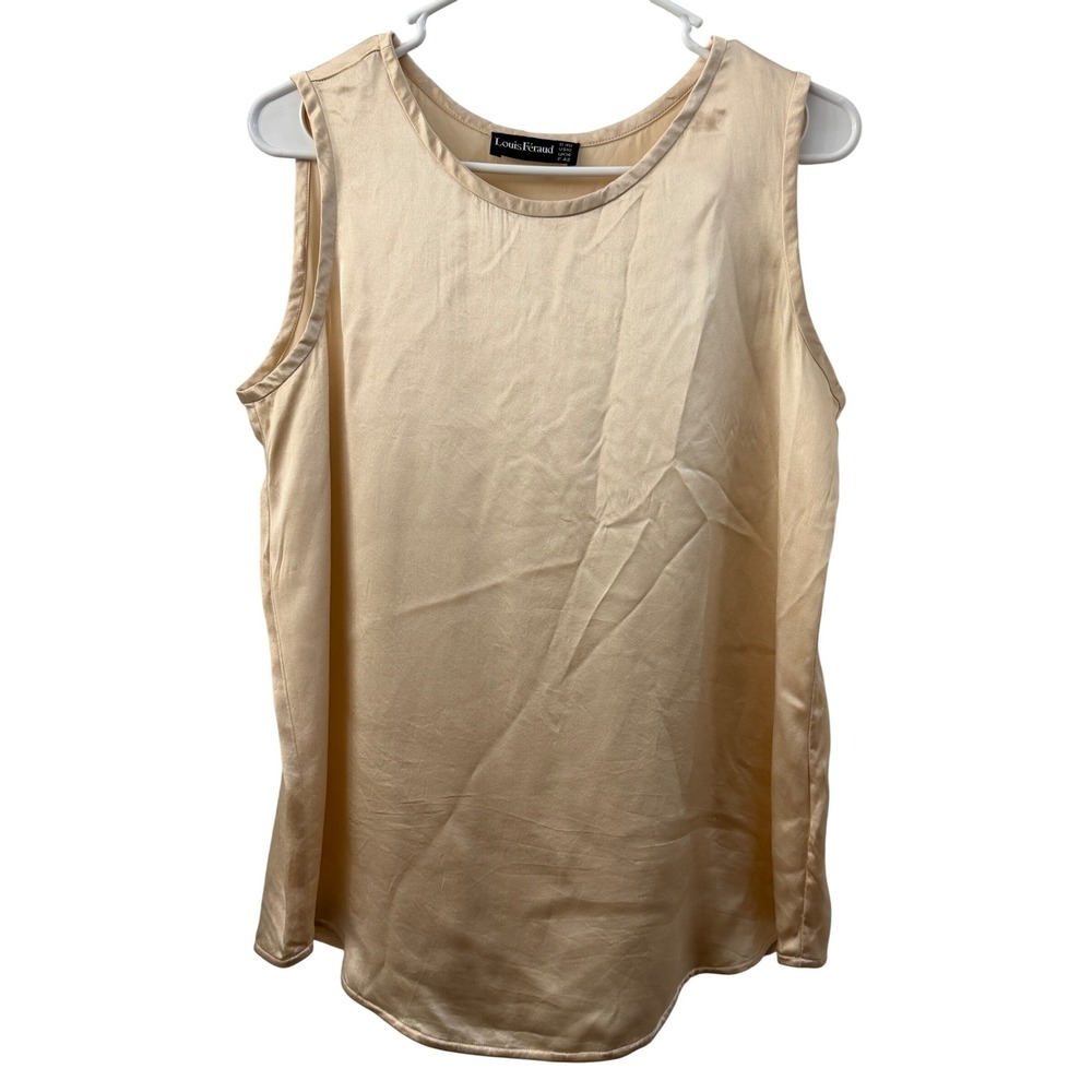Louis Feraud 100% Silk Tank Top Champagne Gold Sleeveless Blouse US 10 Shell